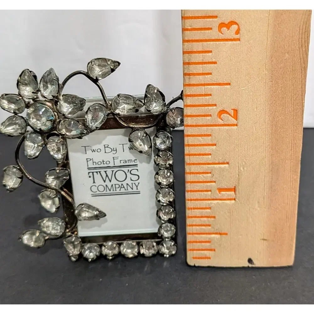 Vintage Two's Company Mini Crystal Vine & Floral Picture Frame 1